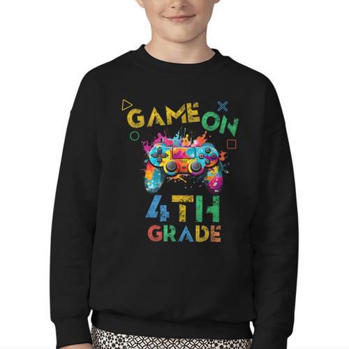 Game On 4th Grade Boys Kids Back To School Youth Crewneck Sweatshirt - Savourry