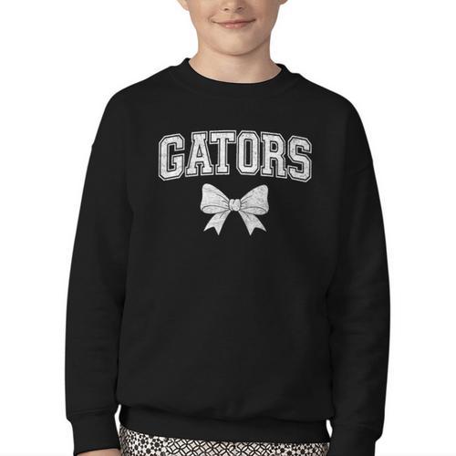 Gators High School Coquette Bow Gator Back To School Youth Crewneck Sweatshirt - Savourry