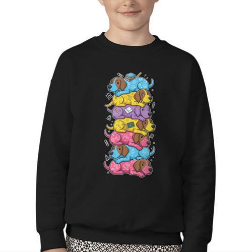 German Shorthaired Pointer Rainbow Back To School Boys Girls Youth Crewneck Sweatshirt - Savourry