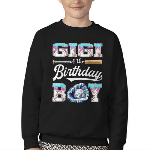 Gigi Of The Birthday Boy Baseball Ice Cream Drip Matching Youth Crewneck Sweatshirt - Sportilla
