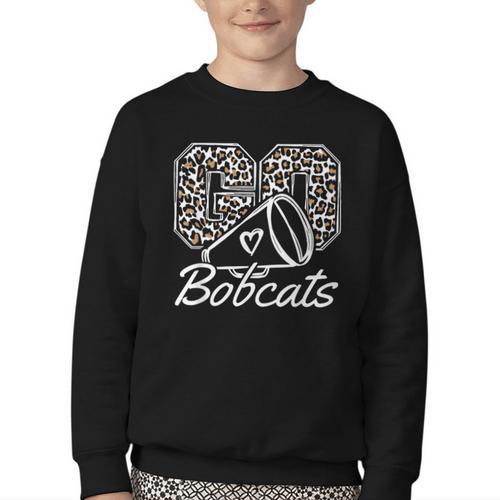 Go Cheer Bobcats High School Spirit Fan Team Back To School Youth Crewneck Sweatshirt - Savourry