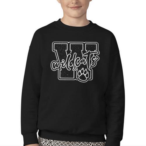 Go Cheer Wildcats High School Spirit Fan Team Back To School Youth Crewneck Sweatshirt - Savourry