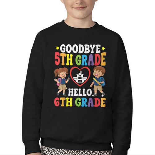Goodbye 5th Grade Hello 6th Grade Graduate Back To School Youth Crewneck Sweatshirt - Savourry