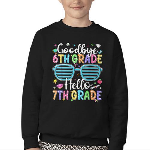 Goodbye 6th Grade Hello 7th Grade Graduation Back To School Youth Crewneck Sweatshirt - Savourry