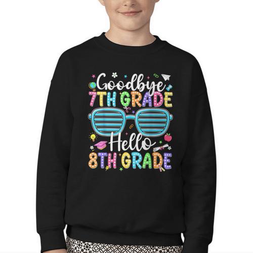 Goodbye 7th Grade Hello 8th Grade Graduation Back To School Youth Crewneck Sweatshirt - Savourry