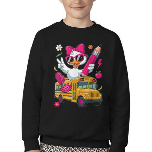 Goose Back To School First Day Of School Girls Boys Youth Crewneck Sweatshirt - Savourry