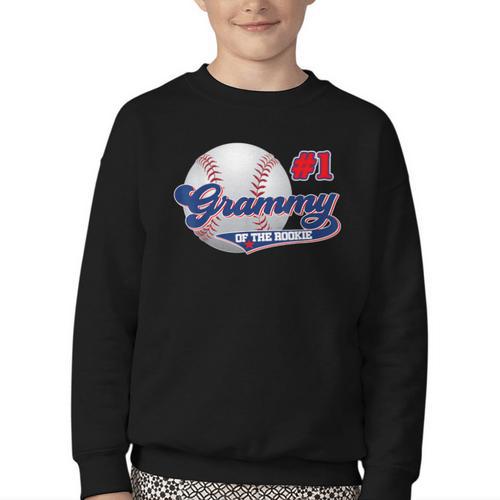 Grammy Rookie Of Year 1st Birthday Baseball Theme Matching Youth Crewneck Sweatshirt - Sportilla