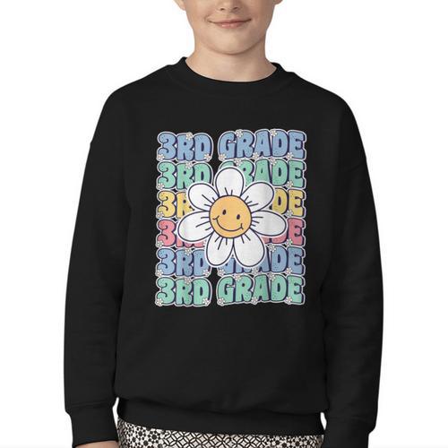Groovy 3rd Grade Back To School First Day Of Third Grade Youth Crewneck Sweatshirt - Savourry