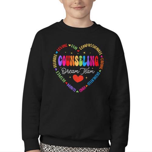 Groovy Counseling Dream Team Appreciation Back To School Youth Crewneck Sweatshirt - Savourry