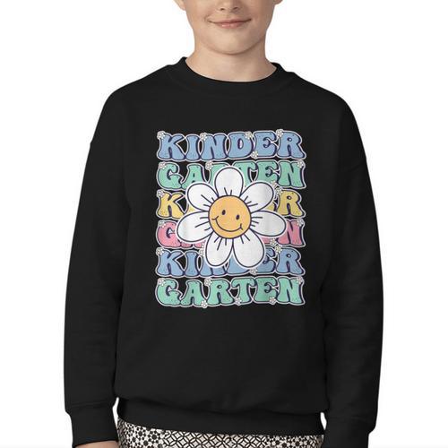 Groovy Kindergarten Back To School First Day Of Kindergarten Youth Crewneck Sweatshirt - Savourry