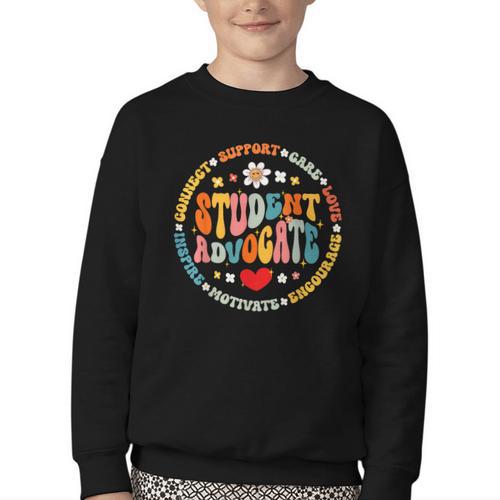Groovy Student Advocate Appreciation Back To School Youth Crewneck Sweatshirt - Savourry