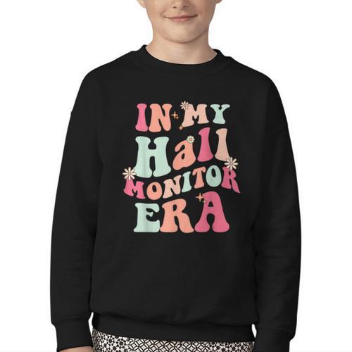 In My Hall Monitor Era School Student Back To School Groovy Youth Crewneck Sweatshirt - Savourry