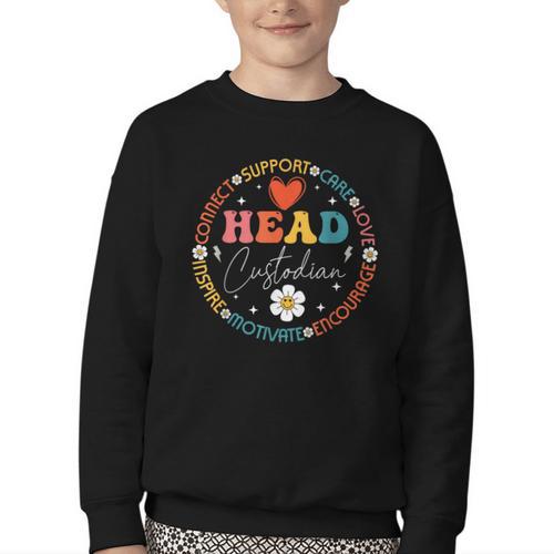 Head Custodian Appreciation Week Back To School Retro Groovy Youth Crewneck Sweatshirt - Savourry