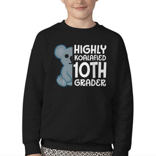 Highly Koalafied 10th Grader Koala Back To School Youth Crewneck Sweatshirt - Savourry