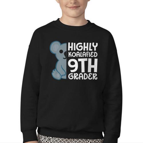 Highly Koalafied 9th Grader Koala Back To School Youth Crewneck Sweatshirt - Savourry