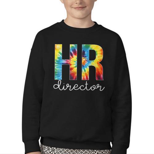 HR Director For Work Tie Dye Back To School Appreciation Day Youth Crewneck Sweatshirt - Savourry