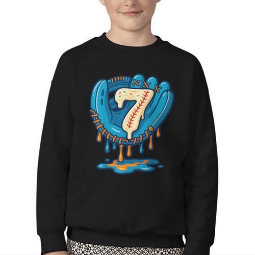 Ice Cream Baseball Glove 7th Birthday Edition Youth Crewneck Sweatshirt - Sportilla