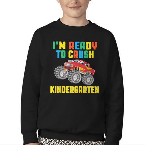 I'm Ready To Crush Kindergarten Dinosaur Back To School Boys Youth Crewneck Sweatshirt - Savourry