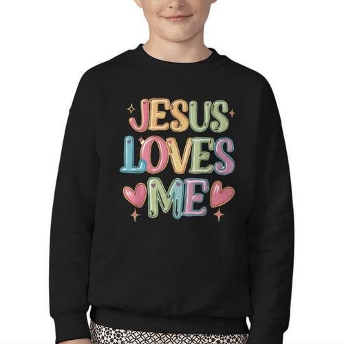Jesus Loves Me Christian Kids Back To School Youth Crewneck Sweatshirt - Savourry