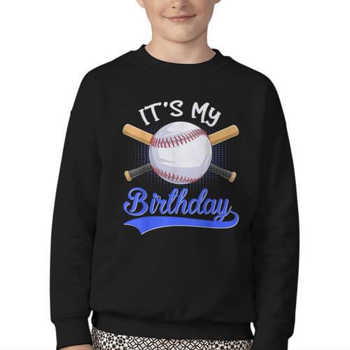 Kids 8th Baseball Birthday Party Boys Sport Fan 8 Years Old Youth Crewneck Sweatshirt - Sportilla