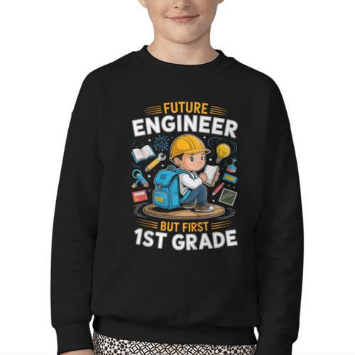 Kids Future Engineer 1st Grade Student Back To School Boys Kid Youth Crewneck Sweatshirt - Savourry