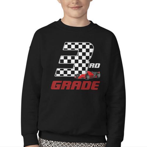 Kids Race Car 3rd Third Grade Boys Cars Lovers Back To School Youth Crewneck Sweatshirt - Savourry