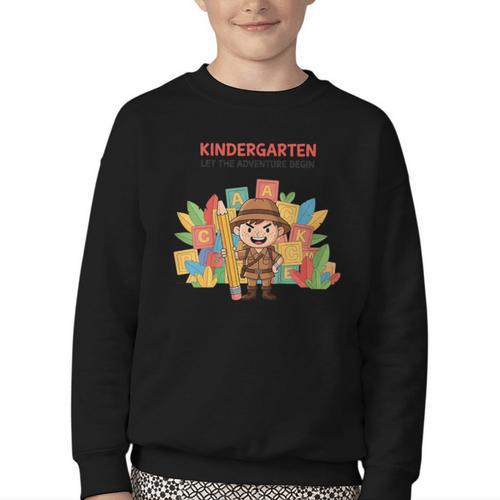 Kindergarten Adventure Explorer Back To School Youth Crewneck Sweatshirt - Savourry