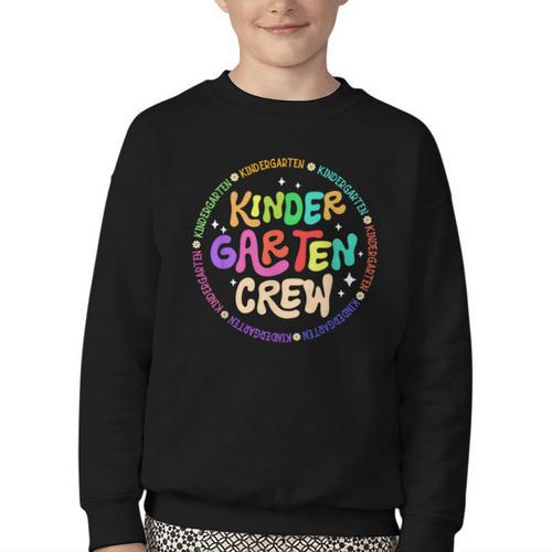 Kindergarten Crew Team Back To School 1st Day Of School Youth Crewneck Sweatshirt - Savourry