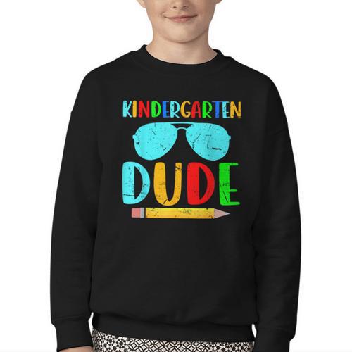 Kindergarten Dude First Day Back To School Kids Boys Youth Crewneck Sweatshirt - Savourry