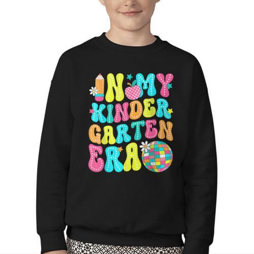 In My Kindergarten Era Groovy Back To School Youth Crewneck Sweatshirt - Savourry