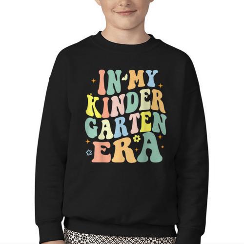 Kindergarten Era Happy Back To School Groovy Kids Boys Girls Youth Crewneck Sweatshirt - Savourry