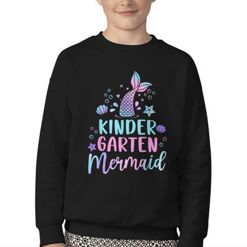 Kindergarten Mermaid Back To School Girls First Day Kinder Youth Crewneck Sweatshirt - Savourry
