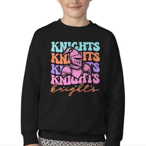 Knights Mascot Back To School Spirit Sports Men Women Groovy Youth Crewneck Sweatshirt - Savourry