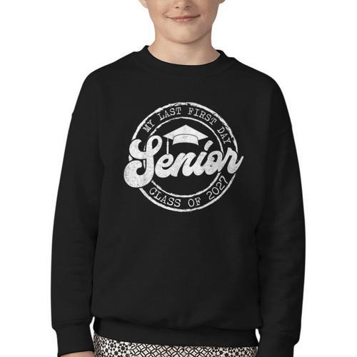My Last First Day Senior 27 Class Of 2027 Back To School Youth Crewneck Sweatshirt - Savourry
