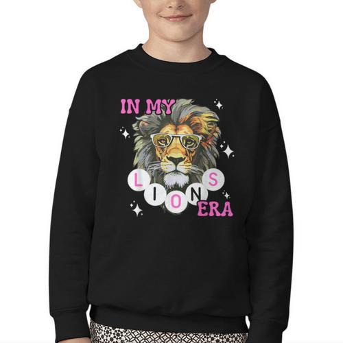 In My Lions Era Team Squad Back To School Mascot Spirit Game Youth Crewneck Sweatshirt - Savourry