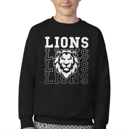 Lions School Spirit Fan Team Back To School Youth Crewneck Sweatshirt - Savourry