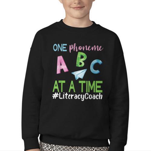 Literacy Coach Phoneme ABC Appreciation Back To School Youth Crewneck Sweatshirt - Savourry