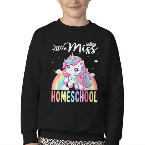 Little Miss Homeschool Back To School Girls Homeschool Youth Crewneck Sweatshirt - Savourry