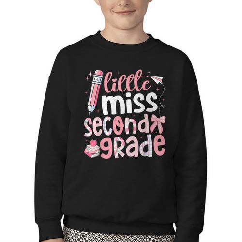 Little Miss Second Grade Back To School 2nd Grader Student Youth Crewneck Sweatshirt - Savourry