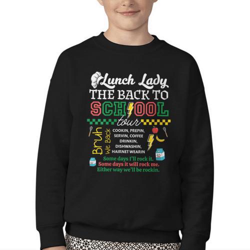 Lunch Lady Food Humor Back To School Tour Youth Crewneck Sweatshirt - Savourry