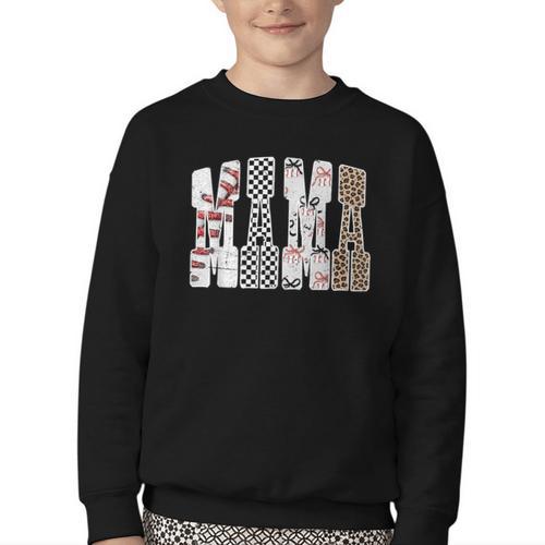 Mama Baseball Season Happy Game Day Trendy Sports Mom Youth Crewneck Sweatshirt - Sportilla