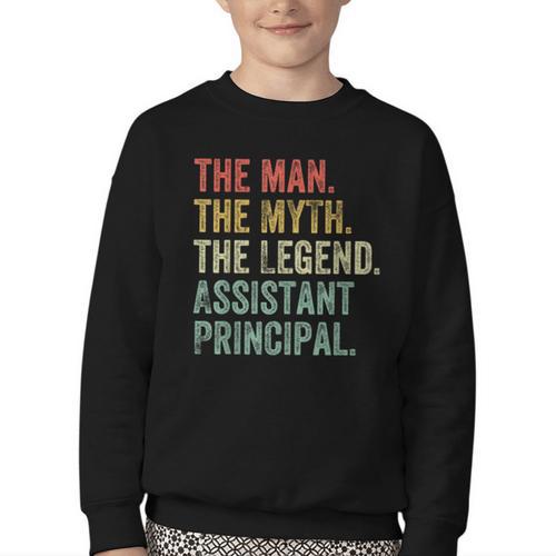 Man Myth The Legend Assistant Principal Dad Back To School Youth Crewneck Sweatshirt - Savourry