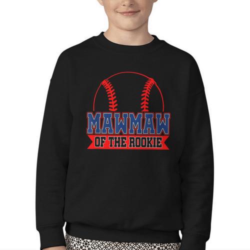 Mawmaw Rookie Of Year 1st Birthday Baseball Theme Matching Youth Crewneck Sweatshirt - Sportilla