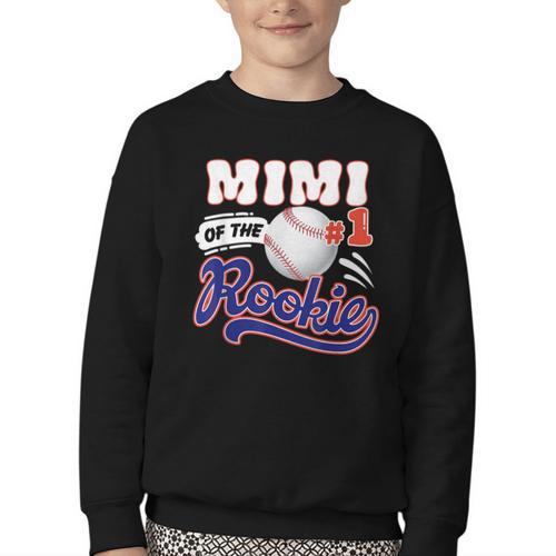 Mimi Rookie Of Year 1st Birthday Baseball Theme Matching Youth Crewneck Sweatshirt - Sportilla