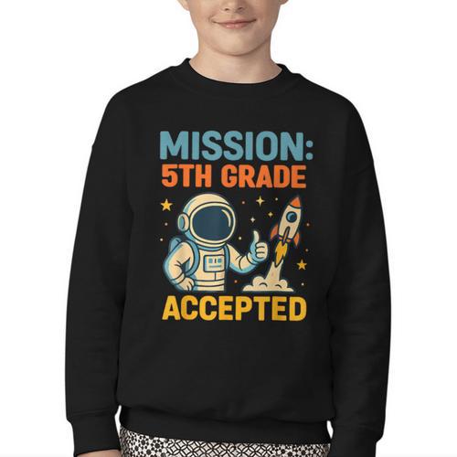 Mission Fifth 5th Grade Accepted Back To School Vintage Youth Crewneck Sweatshirt - Savourry