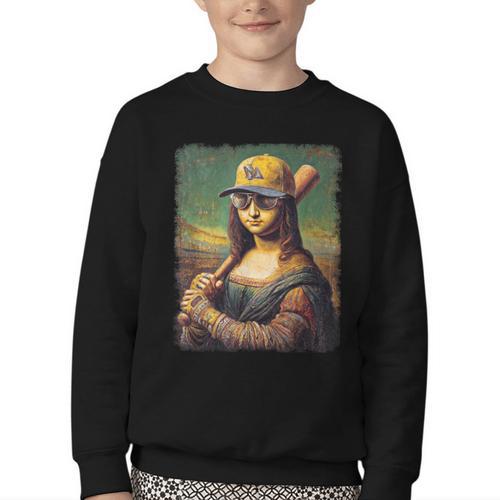 Mona Lisa Baseball Trending Aesthetic Streetwear Youth Crewneck Sweatshirt - Sportilla