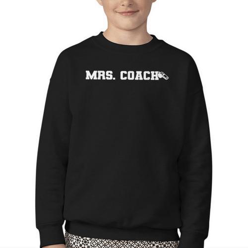 Mrs Coach Football Basketball Baseball Coach Wife Youth Crewneck Sweatshirt - Sportilla
