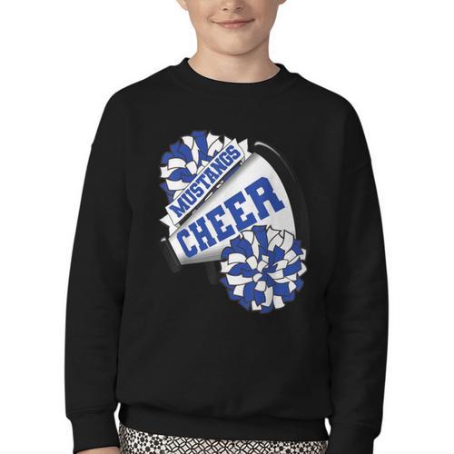 Mustangs Cheer Back To School Cheerleading Spirit B Youth Crewneck Sweatshirt - Savourry