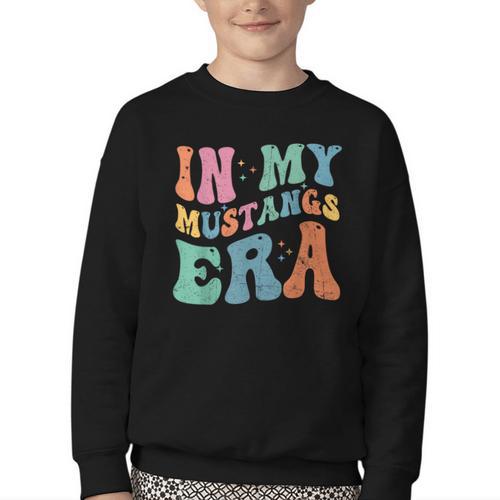 In My Mustangs Era Back To School Spirit Game Retro Groovy Youth Crewneck Sweatshirt - Savourry