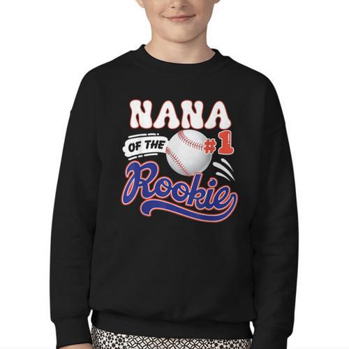 Nana Rookie Of Year 1st Birthday Baseball Theme Matching Youth Crewneck Sweatshirt - Sportilla
